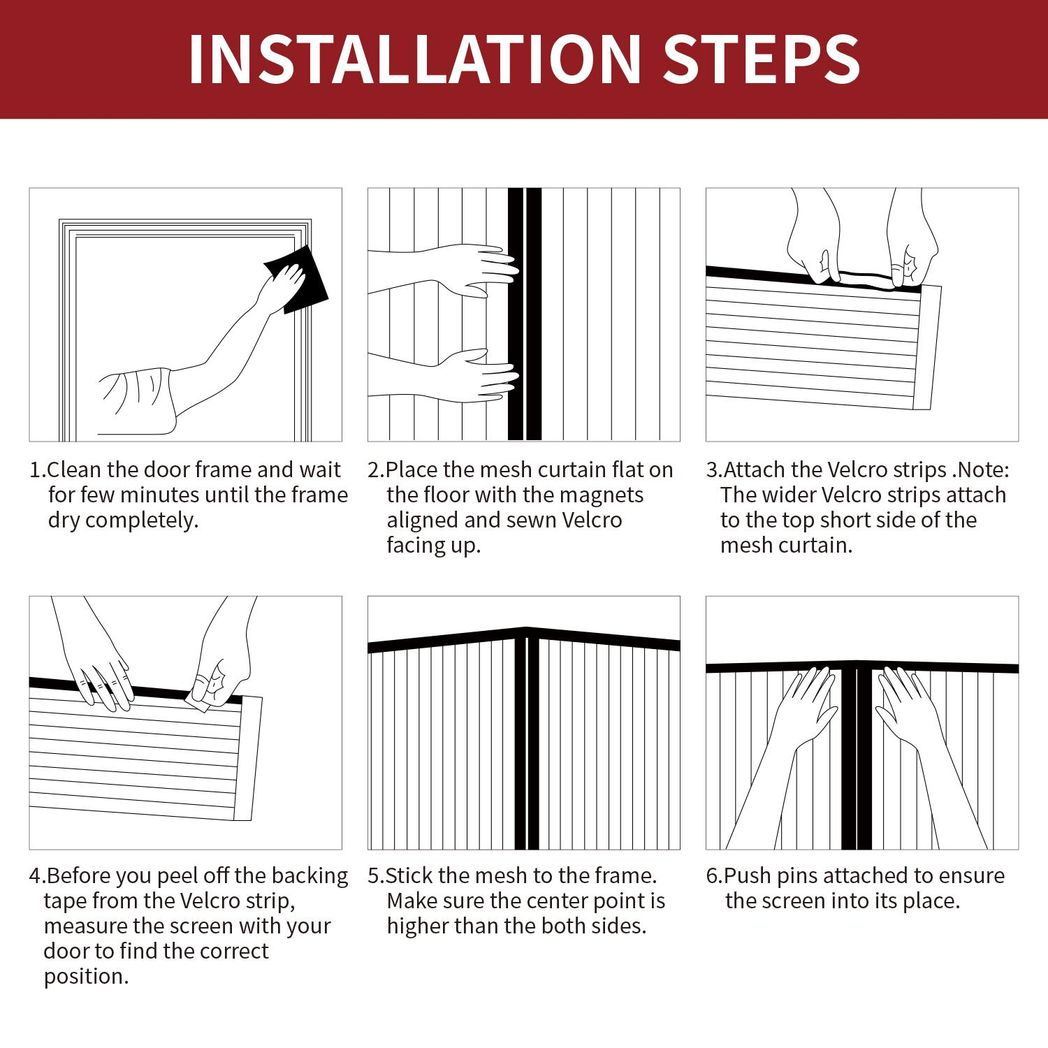 VINSANI Magnetic Insect Door Screen Curtain – Fly and Mosquito Barrier for Doorways, Grey