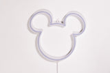 YELLOWPOP Disney Mickey Mouse Face LED Neon Sign – USB Powered Wall or Shelf Light, White Glow