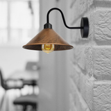Vintage Swan Neck Wall Light, Cone Shade, E27 Socket – Dimmable Indoor Wall Sconce, Brushed Copper