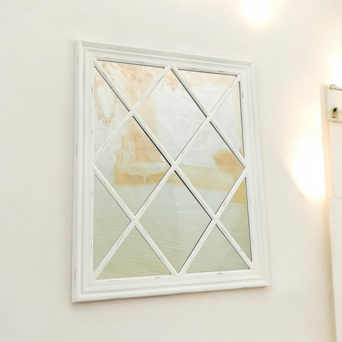 Handcrafted Wall Mirror, 80 x 100cm – Modern Hand-Finished Hanging Mirror, White