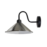 Vintage Swan Neck Wall Light with Cone Shade and E27 Socket – Dimmable Indoor Wall Sconce, Satin Nickel