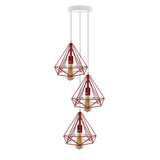 LEDSONE 3-Head Round Base Vintage Industrial Cage Pendant Light, E27 Dimmable – Loft Style Metal Lamp
