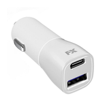FX Dual USB Car Fast Charger with 20W PD and QC3.0 – Multi-Protection In-Car Charging, White