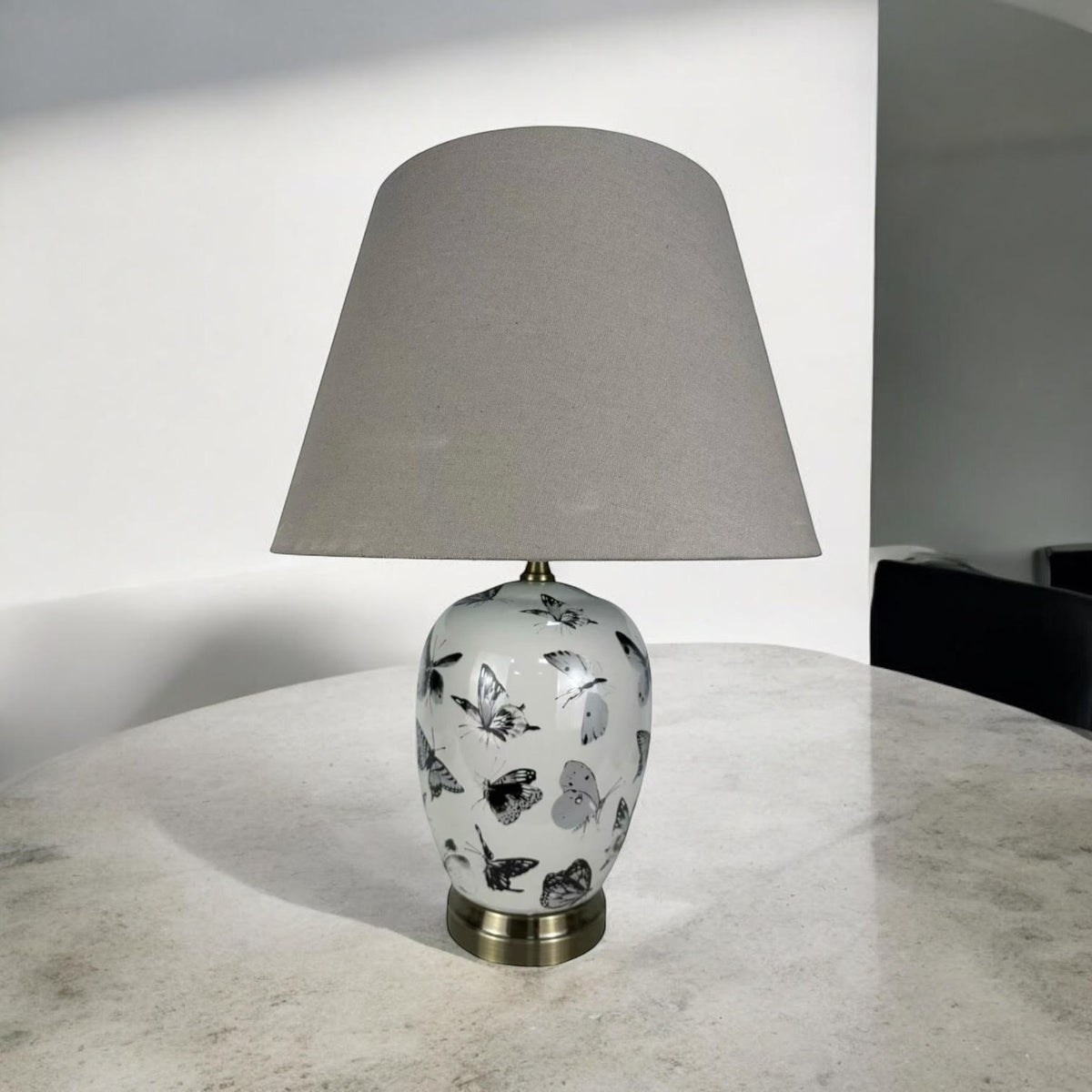 Oriental Floral Ceramic Table Lamp with Drum Shade – Decal Patterns, Soft Ambient Lighting