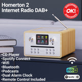 Majority Homerton 2 Music System with DAB+/FM Radio, CD Player, Bluetooth & Spotify Connect – Oak