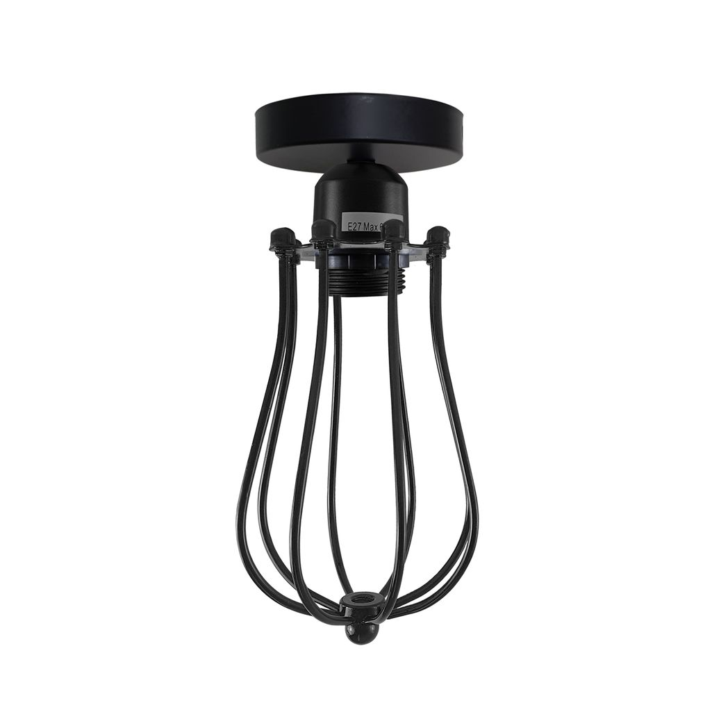 Vintage Industrial Balloon Shaped Wire Cage Ceiling Light with Metal Ceiling Rose & E27 Holder – Max 60W