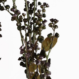 Leaf Artificial Dark Berry Stems, Pack of 6 x 85cm with Silk Leaves – Purple Faux Berries