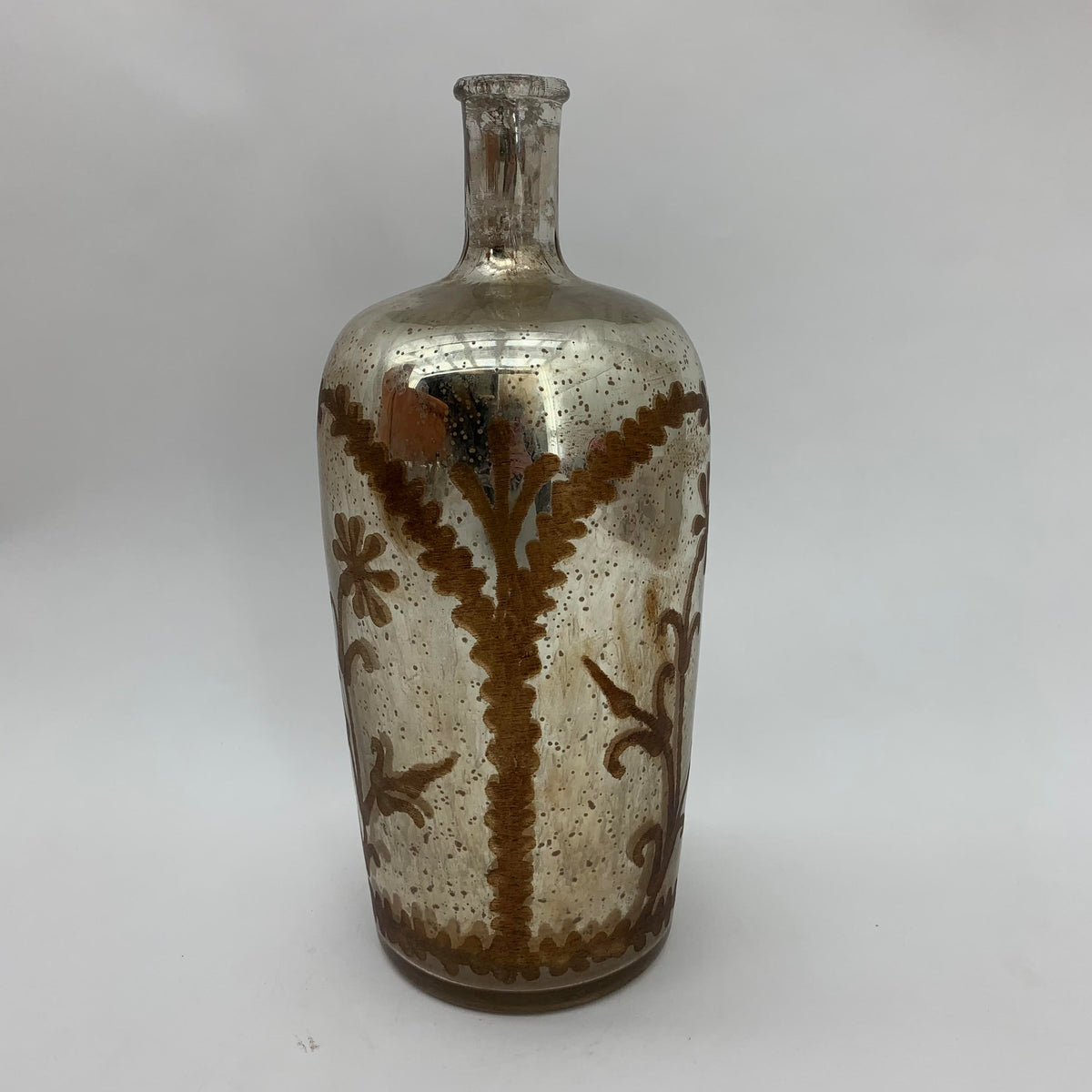 15 Inch Antique Silver Glass Decorative Vase – Flower Display or Standalone Home Accent