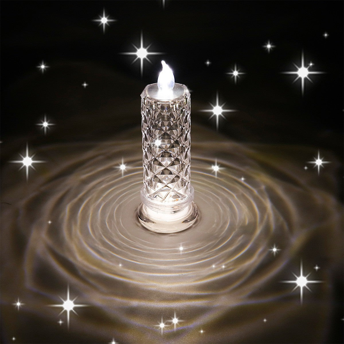 Clear LED Candles with Flame-Shaped Top, Set of 3 – Faceted Mantelpiece Decor