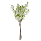 Leaf Design UK Pack of 6 Artificial Blossom Stems with Silk Flowers – 100cm Floral Decor, White