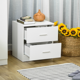 HOMCOM Bedside Table Nightstand with 2 Storage Drawers – Compact Modern Bedroom Cabinet