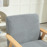 HOMCOM Wide Seat Accent Armchair with Solid Wood Frame & Cashmere-Feel Fabric – Living Room Chair, Grey