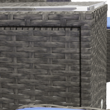Outsunny 5-Piece Wicker Patio Conversation Set with 10cm Cushions, Footstools & Tempered Glass Coffee Table – Garden Furniture, Grey & Blue