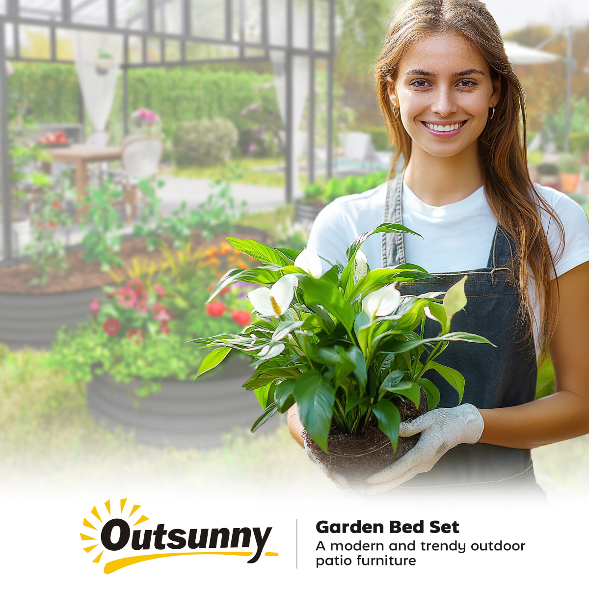 Outsunny Set of 2 Galvanised Steel Raised Garden Beds with Open Bottoms – Outdoor Planters, Dark Grey