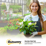 Outsunny Set of 2 Galvanised Steel Raised Garden Beds with Open Bottoms – Outdoor Planters, Dark Grey