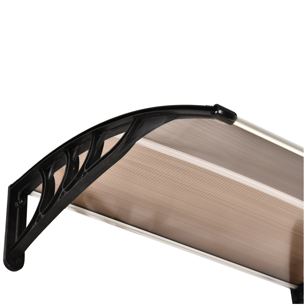 Outsunny Curved Polycarbonate Door Awning with Black Bracket – Rain and UV Protection, Brown