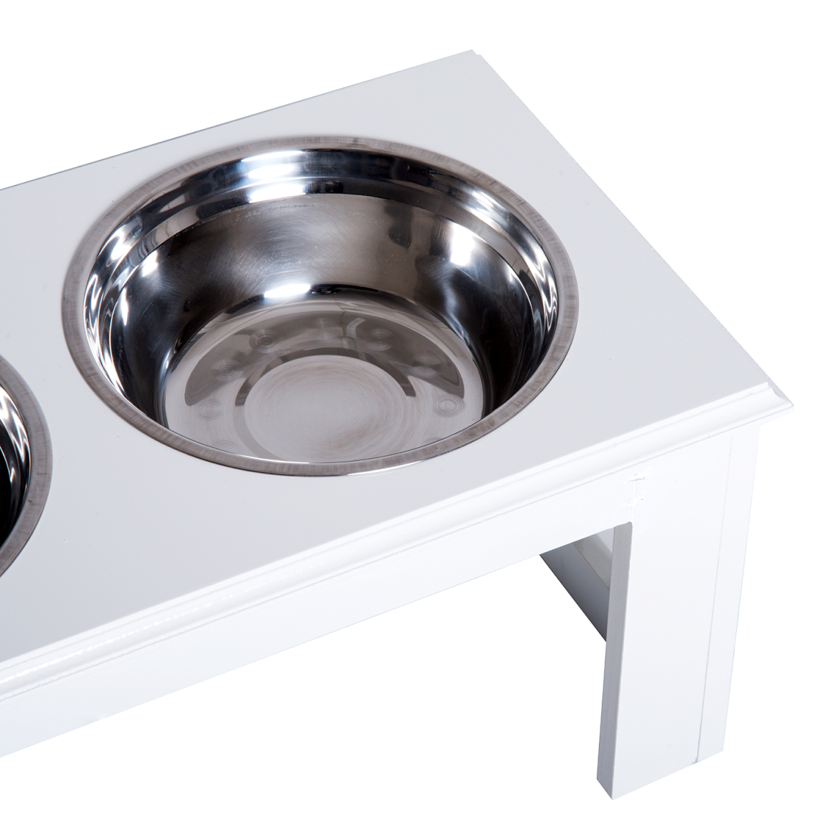 Pawhut Raised Pet Feeder with Double Stainless Steel Bowls – Elevated Food & Water Stand, White