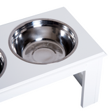 Pawhut Raised Pet Feeder with Double Stainless Steel Bowls – Elevated Food & Water Stand, White