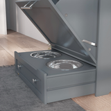 PawHut Pet Feeder Station with Two Removable Bowls & Storage Cabinet – Dog and Cat Feeding Table, Grey