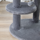 PawHut 104cm Deluxe Cat Activity Tree with Sisal Scratching Posts, Ear Perch, House & Hanging Ball – Grey