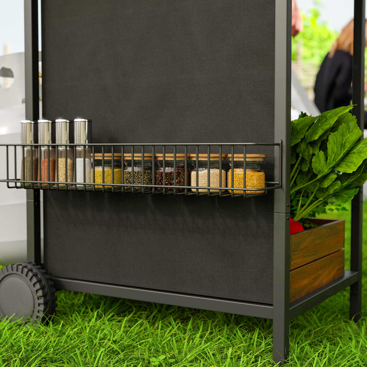Outsunny 4 Burner Gas Barbecue Grill with Lid, Side Burner and Storage Shelves – Portable Garden BBQ, Black