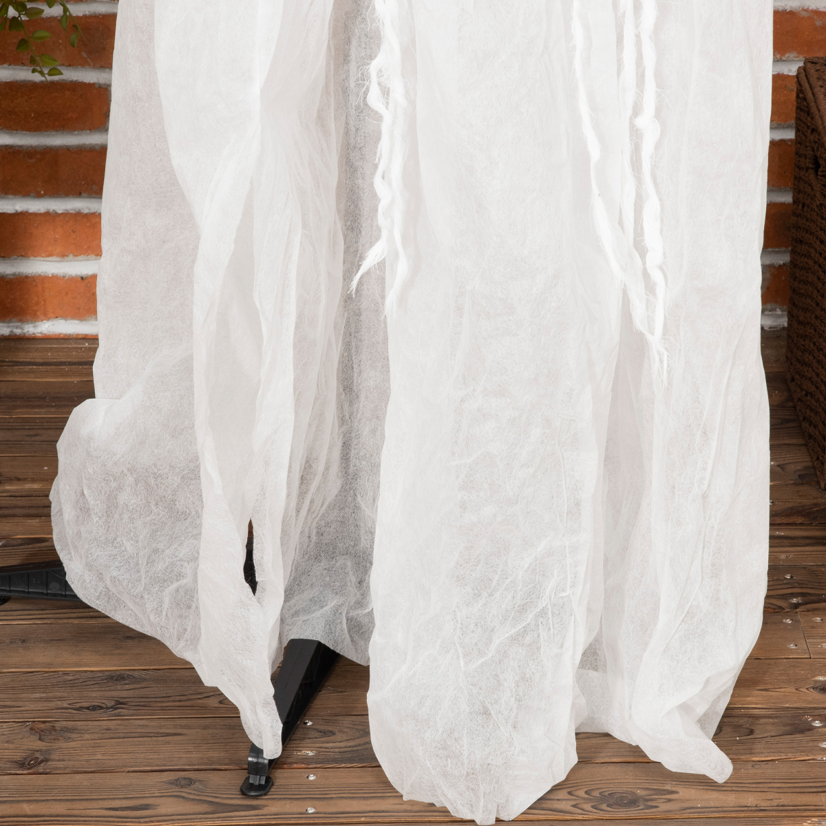 HOMCOM 72 Inch Halloween White Witch Holding Pumpkin – Button-Activated Light-Up Skeleton Ghost Decoration