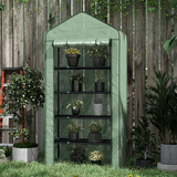 Outsunny 5-Tier Mini Greenhouse with Widened PE Cover & Steel Wire Shelves, 90 x 49 x 193 cm – Green