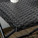 Outsunny Folding Square Rattan Coffee Table with Steel Frame – Outdoor Bistro and Balcony Table, Black
