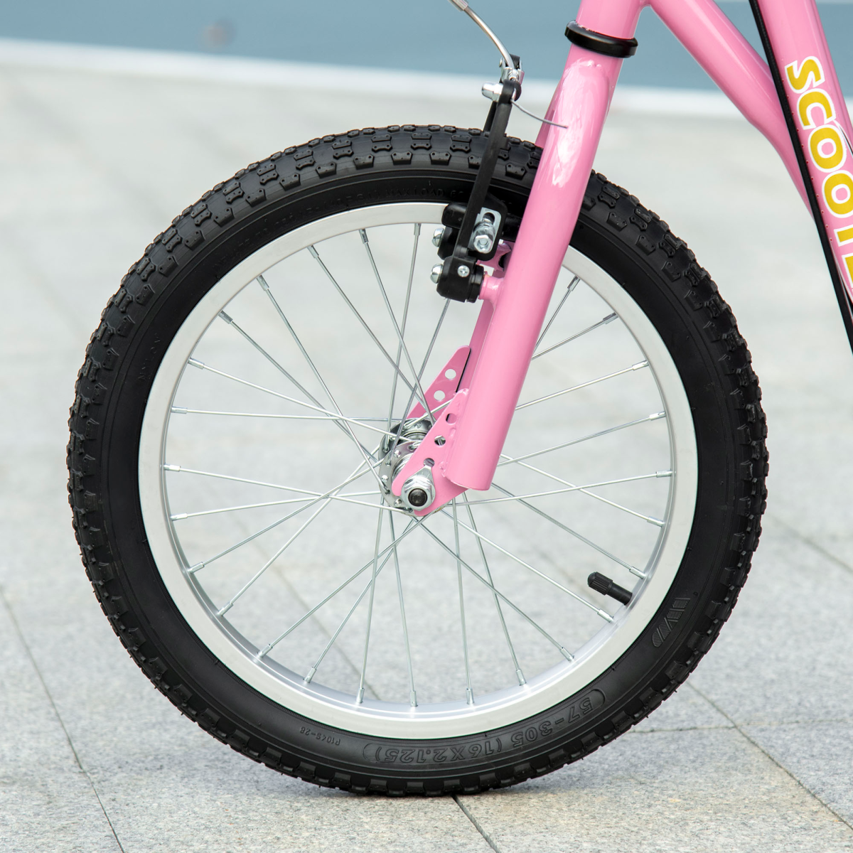 HOMCOM Kids Kick Scooter with Dual Brakes, Kickstand & Adjustable Height – Big Wheel Rubber Tyre Scooter for 5+ Years