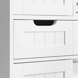 HOMCOM Tall Bathroom Cabinet with Drawer, 2 Doors and Adjustable Shelf – Slim Space-Saving Storage, White