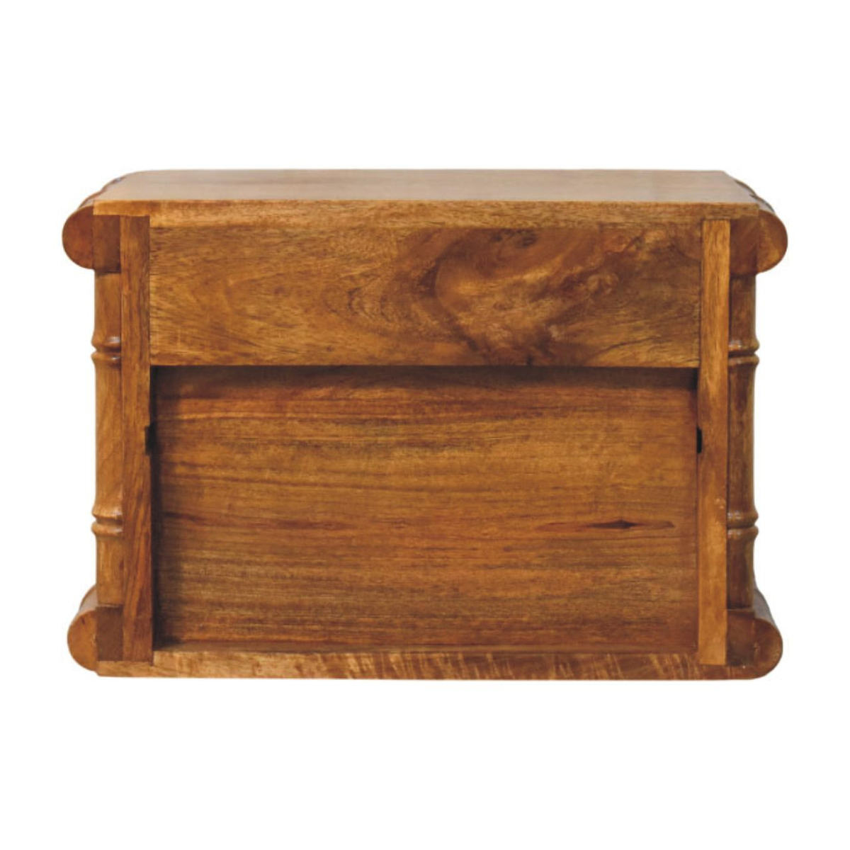 Artisan Furniture Solid Wood Bamboo Open Bedside with 1 Drawer & 1 Shelf – Amber Oak Finish, Brown