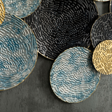 HOMCOM Multi-Disc Metal Wall Art Sculpture – 3D Modern Living Room Decor, Blue, Gold & Silver
