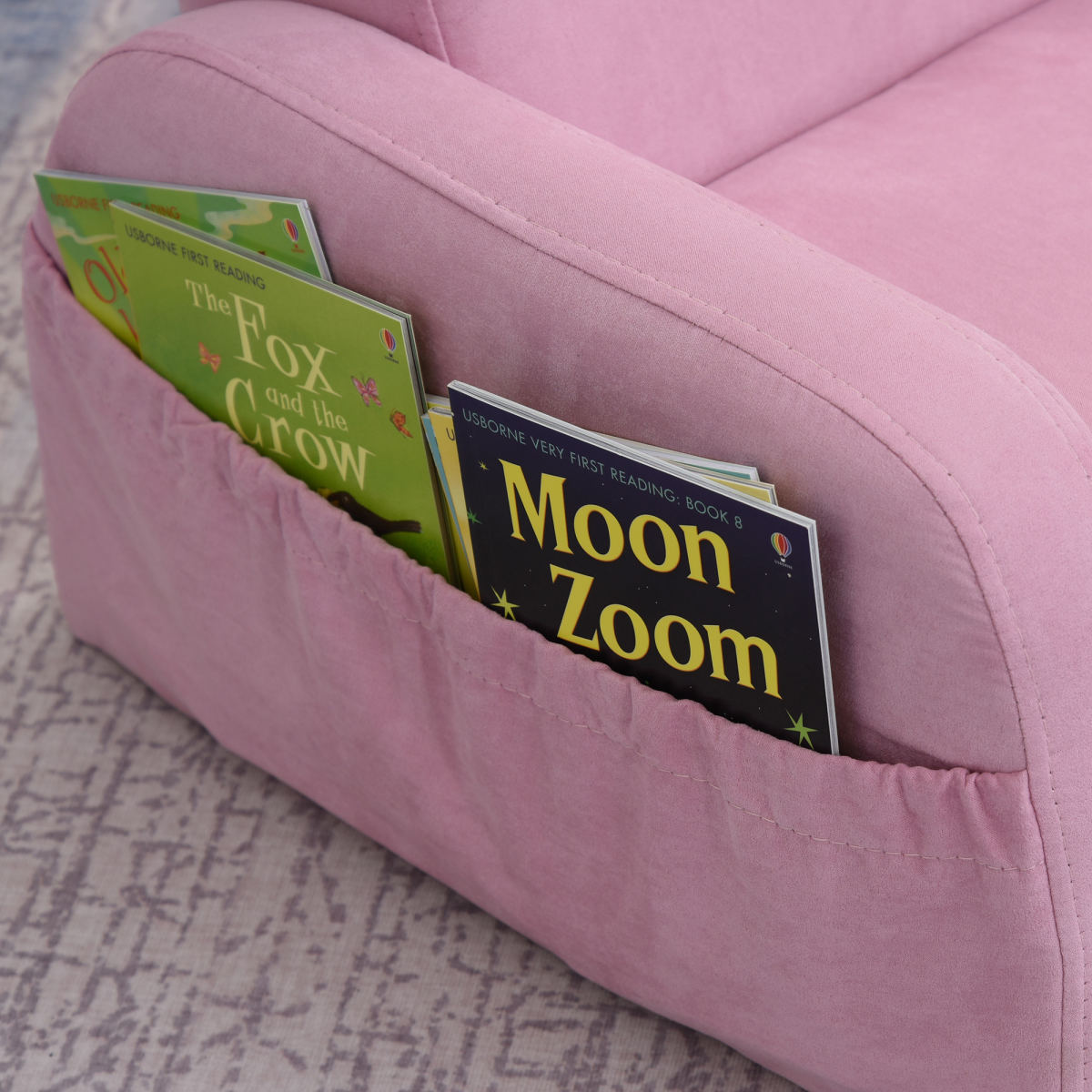 HOMCOM 2-in-1 Kids Armchair Sofa Bed with Fold-Out Padded Seat & Solid Wood Frame – Bedroom Furniture, Pink