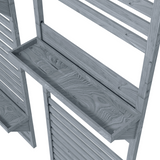 Outsunny Set of 2 Wall Mounted Plant Stands with Shelves & Slatted Trellis – Fir Wood Planters, Grey