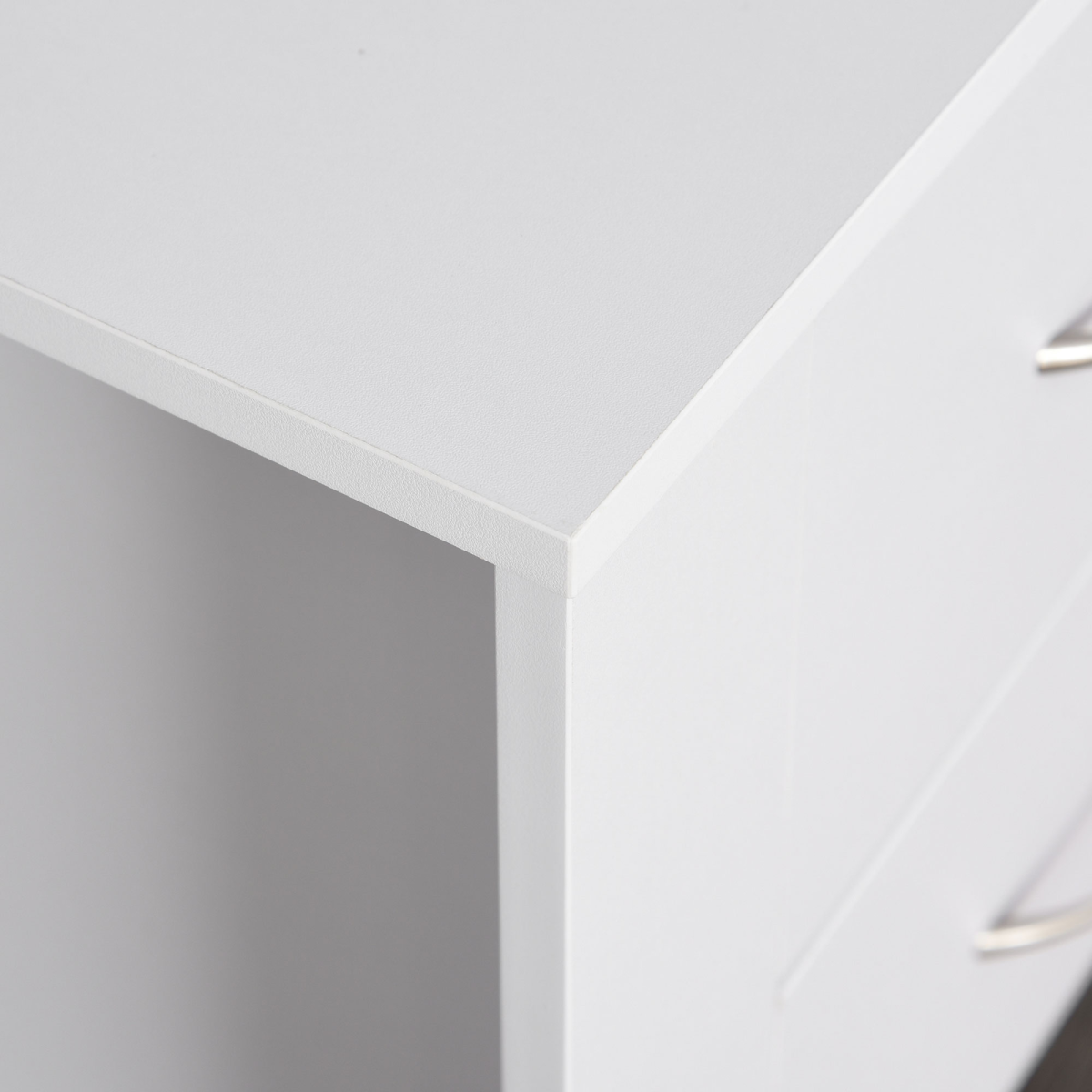 HOMCOM 2-Drawer Bedside Table with Silver-Tone Handles – Particle Board Bedroom Storage, White