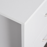 HOMCOM 2-Drawer Bedside Table with Silver-Tone Handles – Particle Board Bedroom Storage, White