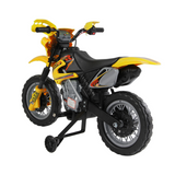 Kids Electric Ride-On Motorbike with Headlights, Music & Horn – Motocross Style Toy Motorcycle for Ages 3-6, Yellow