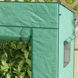 Outsunny Lean-to Walk-in Wall Greenhouse with Roll-Up Door, 2 Mesh Windows & UV-Resistant PE Cover, Green