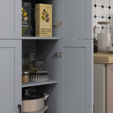 HOMCOM Modern Kitchen Cupboard Storage Cabinet with 6 Shelves & Enclosed Doors – Freestanding Pantry, Grey