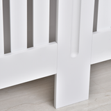 HOMCOM White Slatted MDF Radiator Cover with Lined Grill – Heat-Friendly Shelf, 152 x 19 x 81cm
