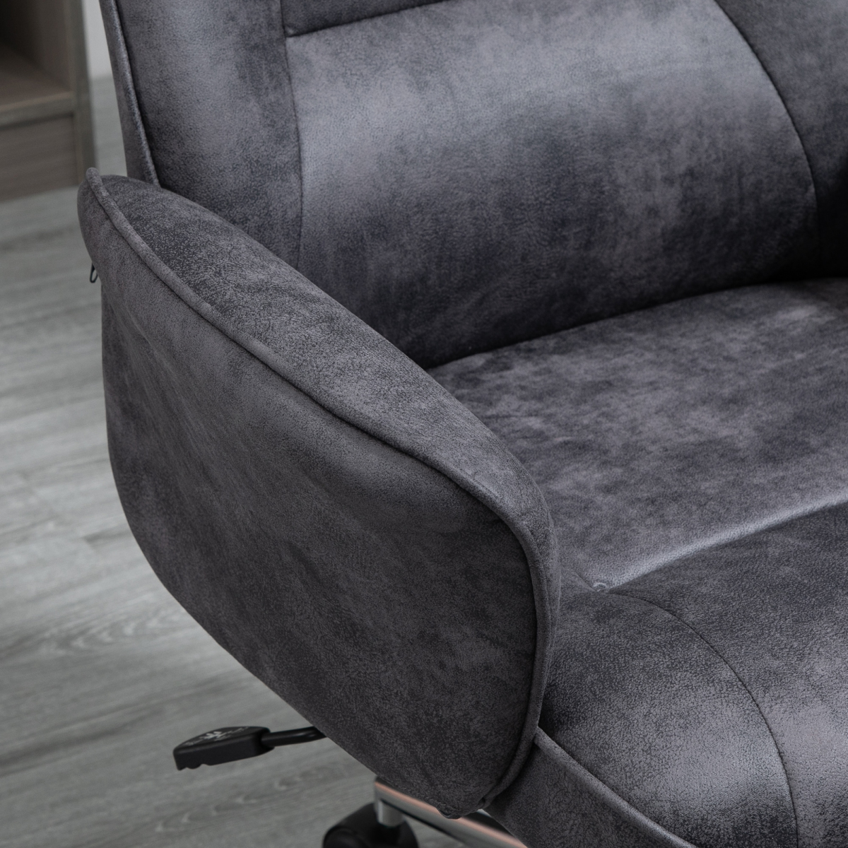 Vinsetto Retro Mid-Back Office Chair with Curved Armrests, Microfibre Leather – Swivel Desk Chair, Deep Grey