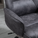Vinsetto Retro Mid-Back Office Chair with Curved Armrests, Microfibre Leather – Swivel Desk Chair, Deep Grey