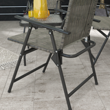 Outsunny Foldable Patio Furniture Set with 2 Armchairs, Loveseat & Glass Side Table – Garden Seating, Grey/Brown