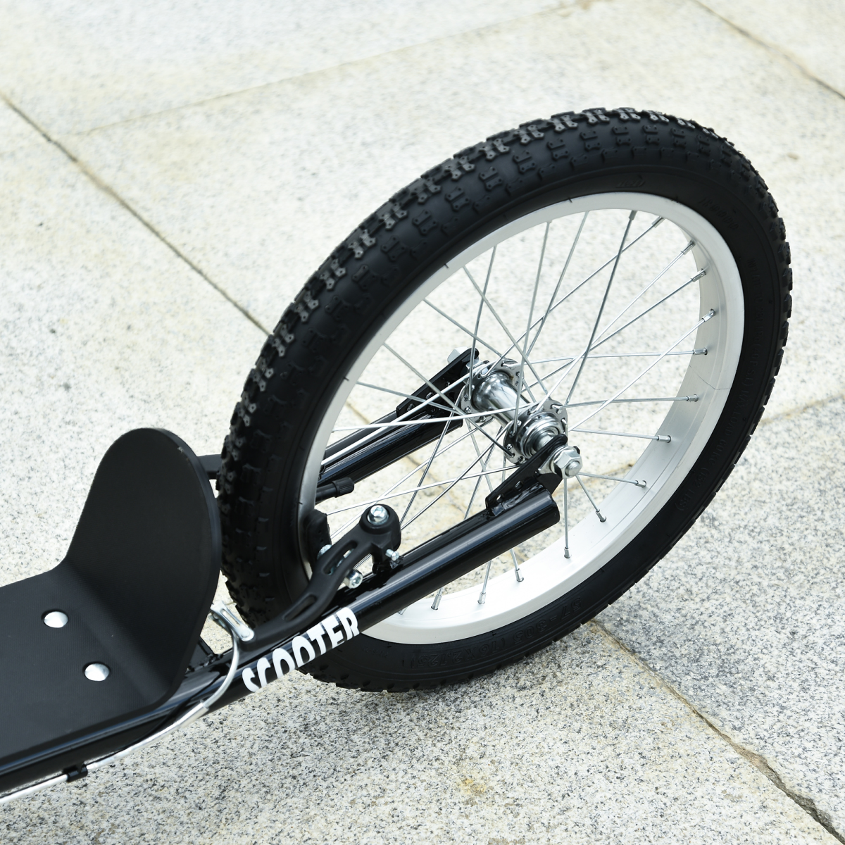 HOMCOM Kids Kick Scooter with Adjustable Handlebar, Dual Brakes & Inflatable Wheels – Ages 5+, Black