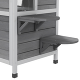 PawHut Two-Storey Cat Condo with Openable Roof – Fir Wood Indoor & Outdoor Catio House, Grey