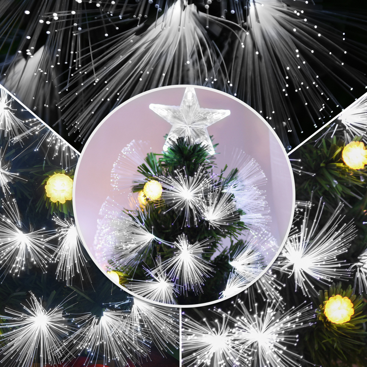 HOMCOM 3ft White Light Christmas Tree with 90 LEDs, Star Topper and Tri-Base – Pre-Lit Home Decoration