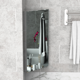 HOMCOM Stainless Steel Floating Corner Cabinet with Mirror & 3 Storage Layers – Wall-Mounted Bathroom Cupboard