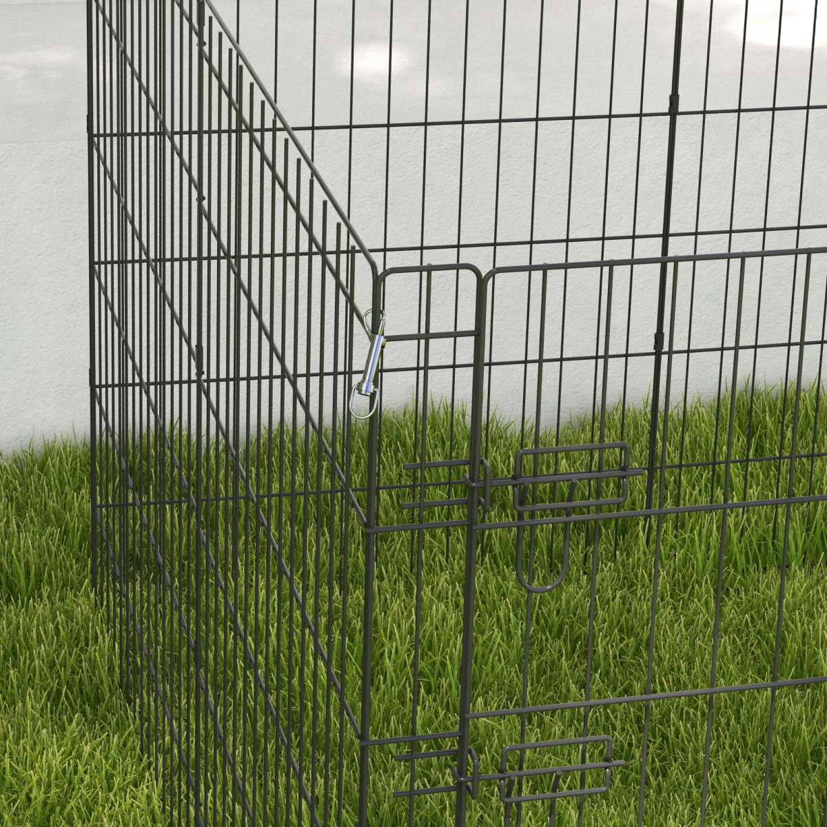 PawHut 8-Panel Metal Dog Pen with Lockable Door – Indoor/Outdoor Pet Playpen for Small & Medium Dogs, 91cm High