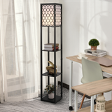4-Tier Open Shelf Wooden Floor Lamp, 160cm – Black/White