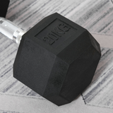 HOMCOM 20kg Single Rubber Hex Dumbbell with Knurled Steel Handle – Anti-Roll Hand Weight for Home Gym